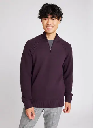 Kit And Ace Chunky Quarterzip Merino Sweater. 1