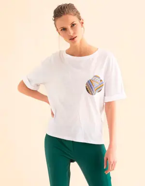 Embroidered Oversized T-Shirt - 1 / WHITE