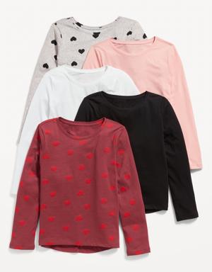 Old Navy Softest Long-Sleeve T-Shirt 5-Pack for Girls red