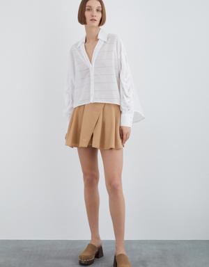 Voile Shirt With Shirring Detail On The Sleeves