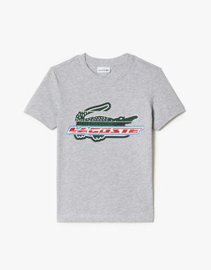 Kids’ Contrast Print Cotton Jersey T-Shirt