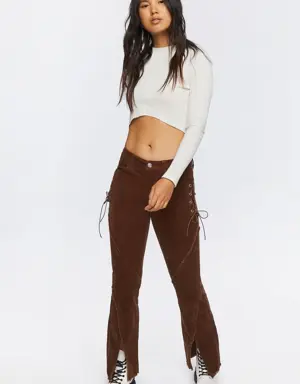 Forever 21 Corduroy Lace Up Pants Turkish Coffee