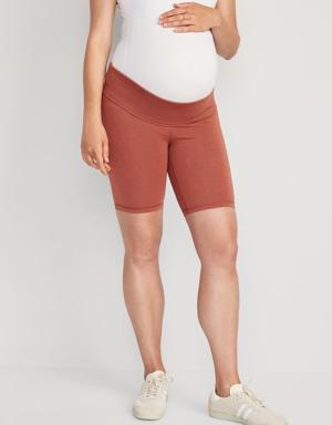 Old Navy Maternity Rollover-Panel PowerChill Biker Shorts -- 8-inch inseam brown