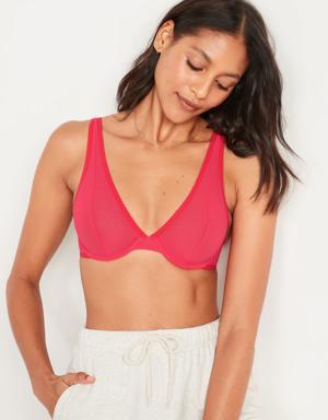 Old Navy Mesh Unlined Underwire Plunge Bra for Women pink