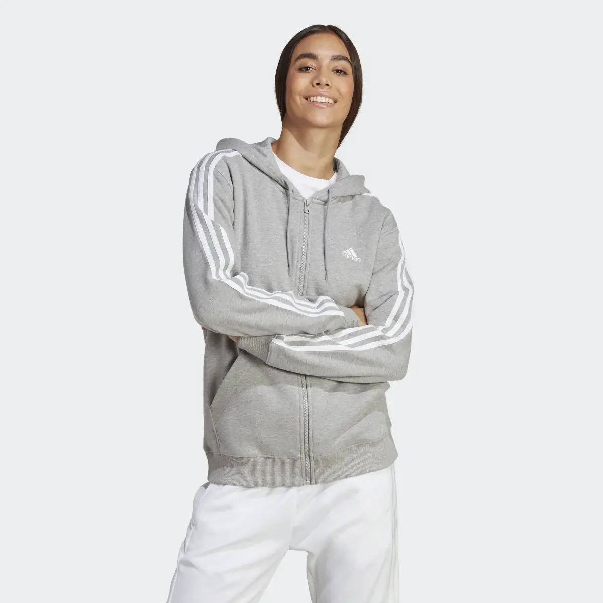 Adidas Essentials 3-Stripes French Terry Regular Full-Zip Hoodie. 2