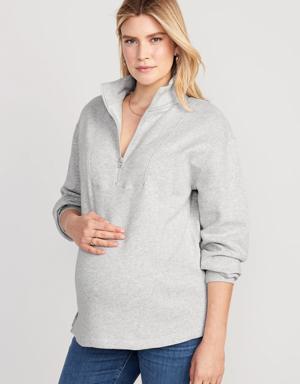 Maternity Quarter-Zip Pullover Sweatshirt gray