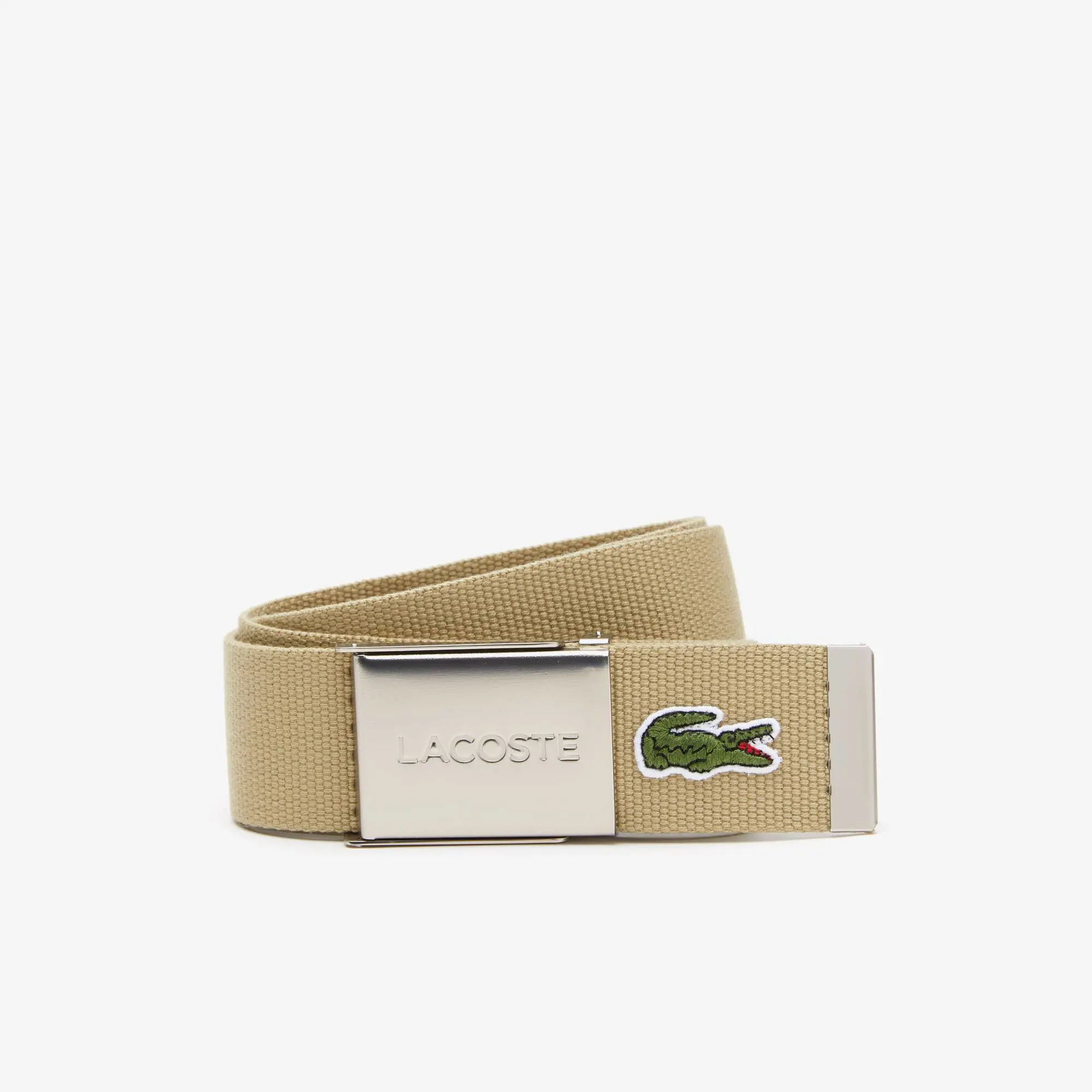 Lacoste Cintura in tessuto intrecciato con fibbia e incisione Lacoste Made in France da uomo. 1