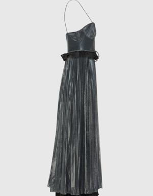 Tie Detailed Gray Dress