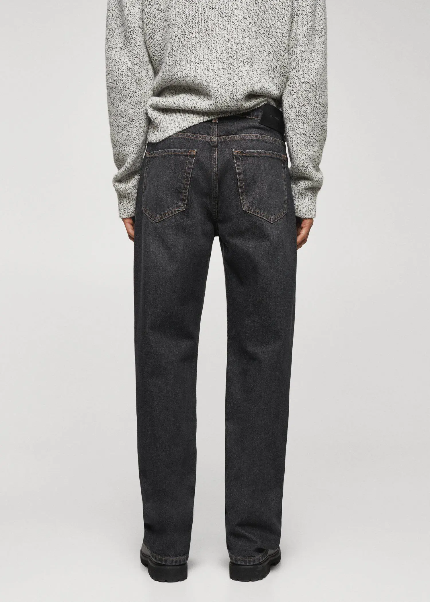 Mango Relaxed-fit dark wash jeans. 3
