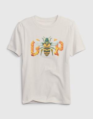 &#215 Raku Inoue Kids 100% Organic Cotton Logo T-Shirt beige