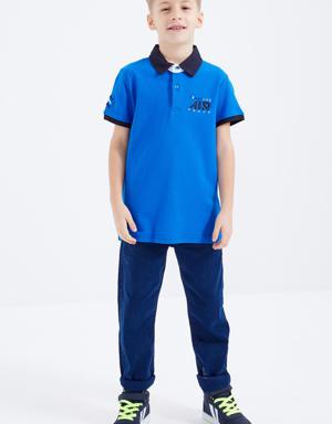 Saks Air Yazılı Standart Kalıp Polo Yaka Erkek Çocuk T-Shirt - 10894