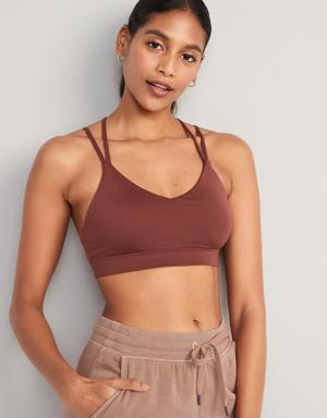 Old Navy Light Support Strappy V-Neck Sports Bra for Women brown