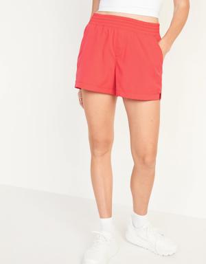 High-Waisted StretchTech Shorts for Women -- 3.5-inch inseam red