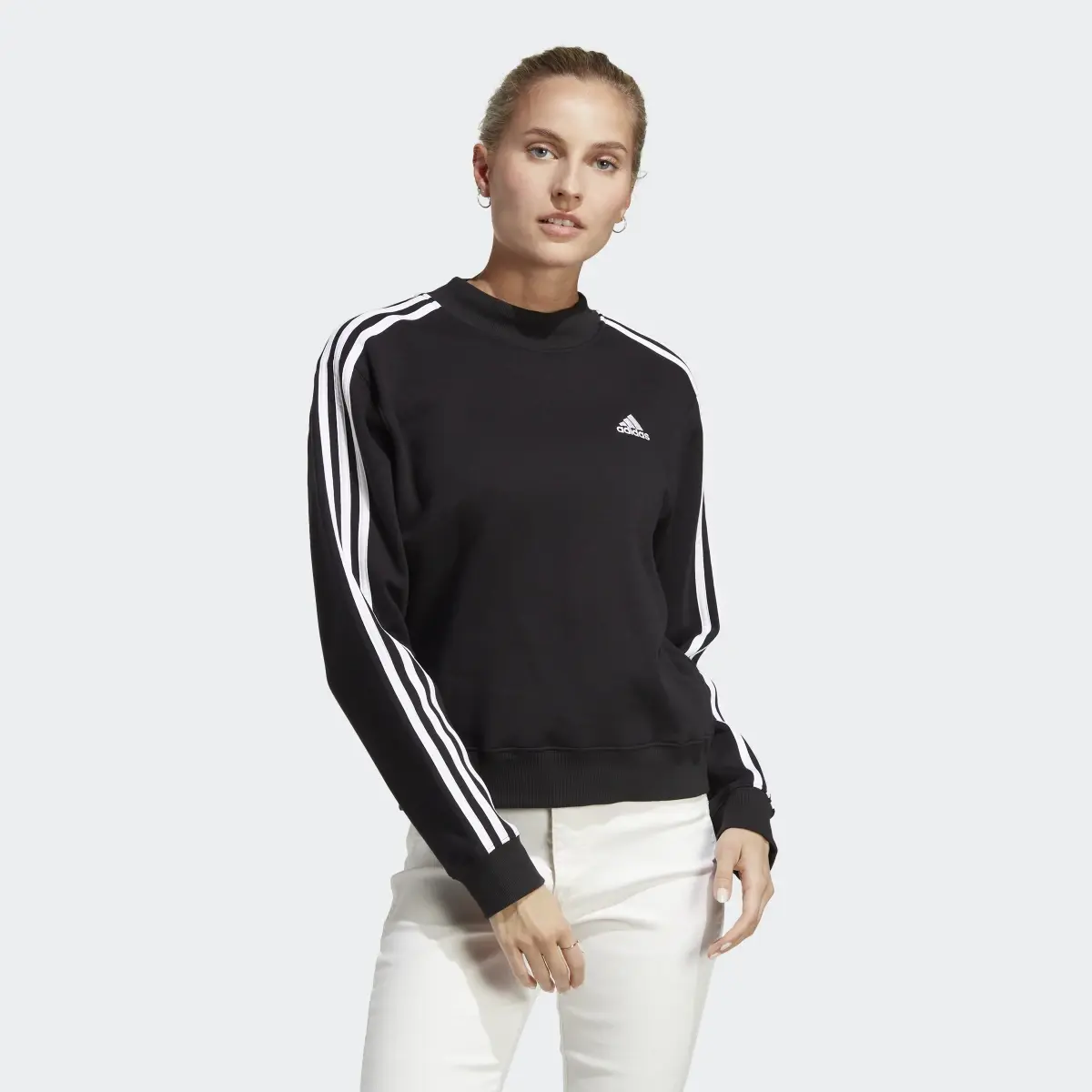 Adidas Essentials 3-Stripes Half Neck Fleece Sweatshirt. 2