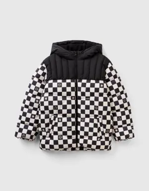 padded jacket with checkered print