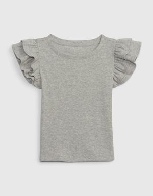 Toddler Flutter Sleeve T-Shirt gray