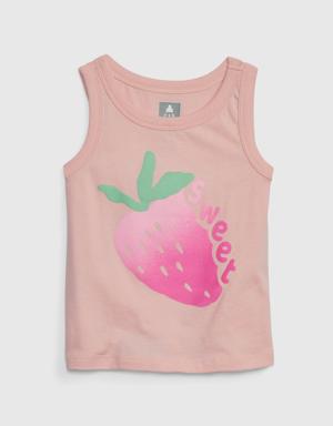 Toddler 100% Organic Cotton Mix and Match Graphic Tank Top pink
