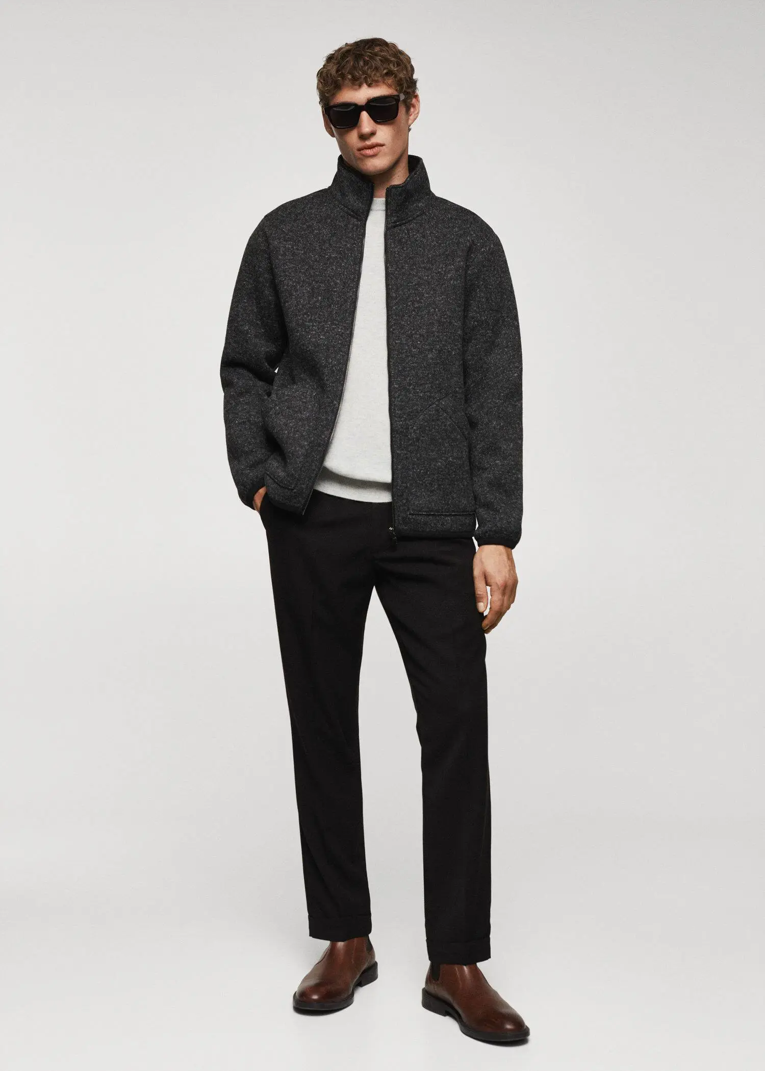 Mango Meliertes Zip-Sweatshirt. 3