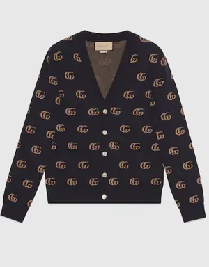 GG knit cashmere jacquard cardigan