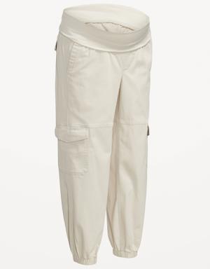 Maternity Foldover-Waist Cargo Pants beige