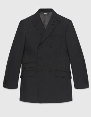 Double-breasted wool twill jacket