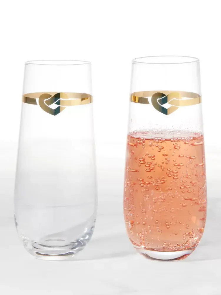 Kate Spade With Love Stemless Toasting Flute Pair. 2