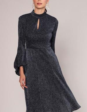 SHIMMERING MOCKNECK MIDIDRESS