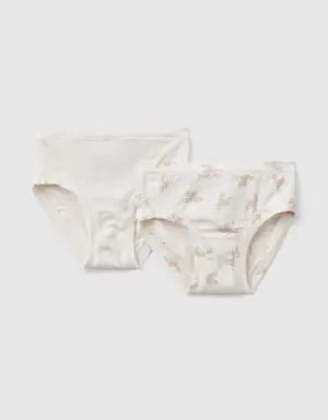 two pairs of underwear in stretch organic cotton