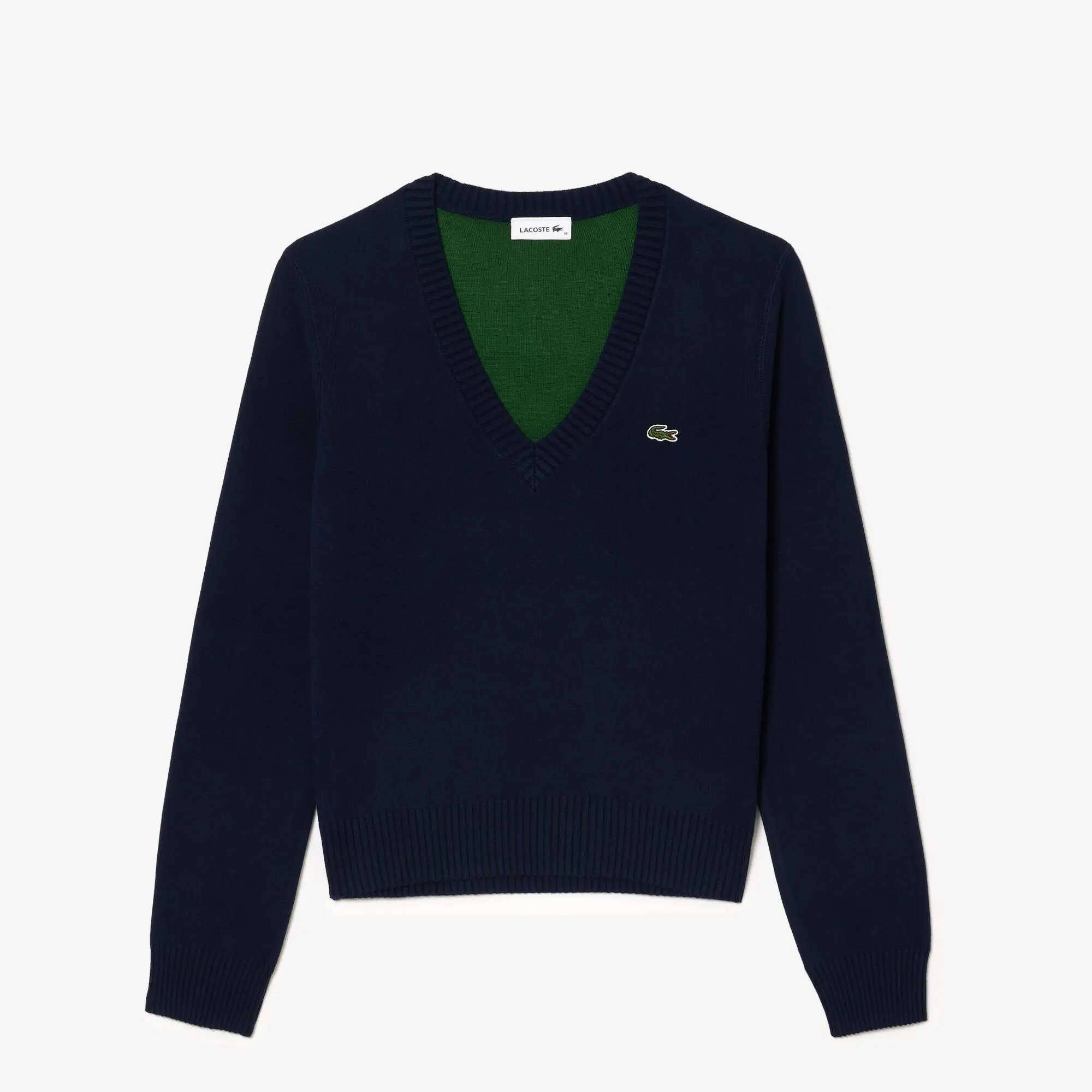 Lacoste V Neck Sweater in Double Sided Cotton. 2 Lacoste V Neck Sweater in Double Sided Cotton. 2