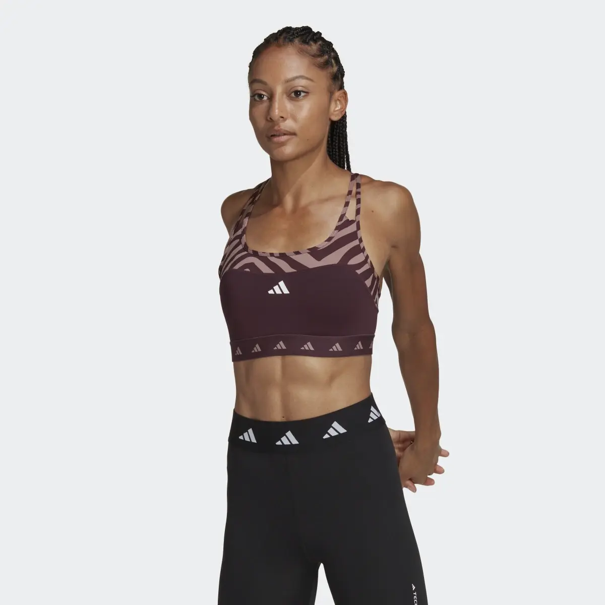 Adidas Hyperglam Techfit Medium-Support Zebra Bra. 2