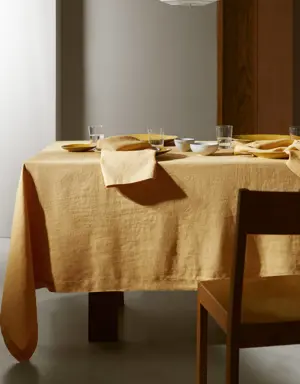 100% linen tablecloth with quilted details 170x250cm