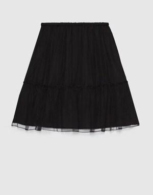 Short silk ruffle skirt