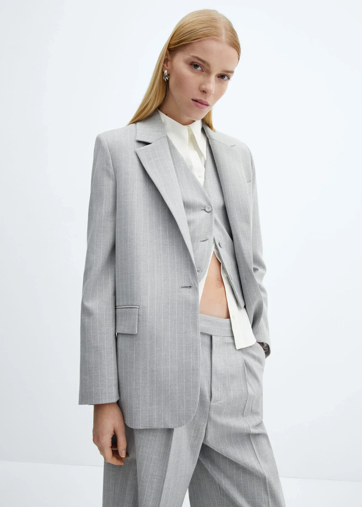 Mango Pinstripe suit blazer. 2