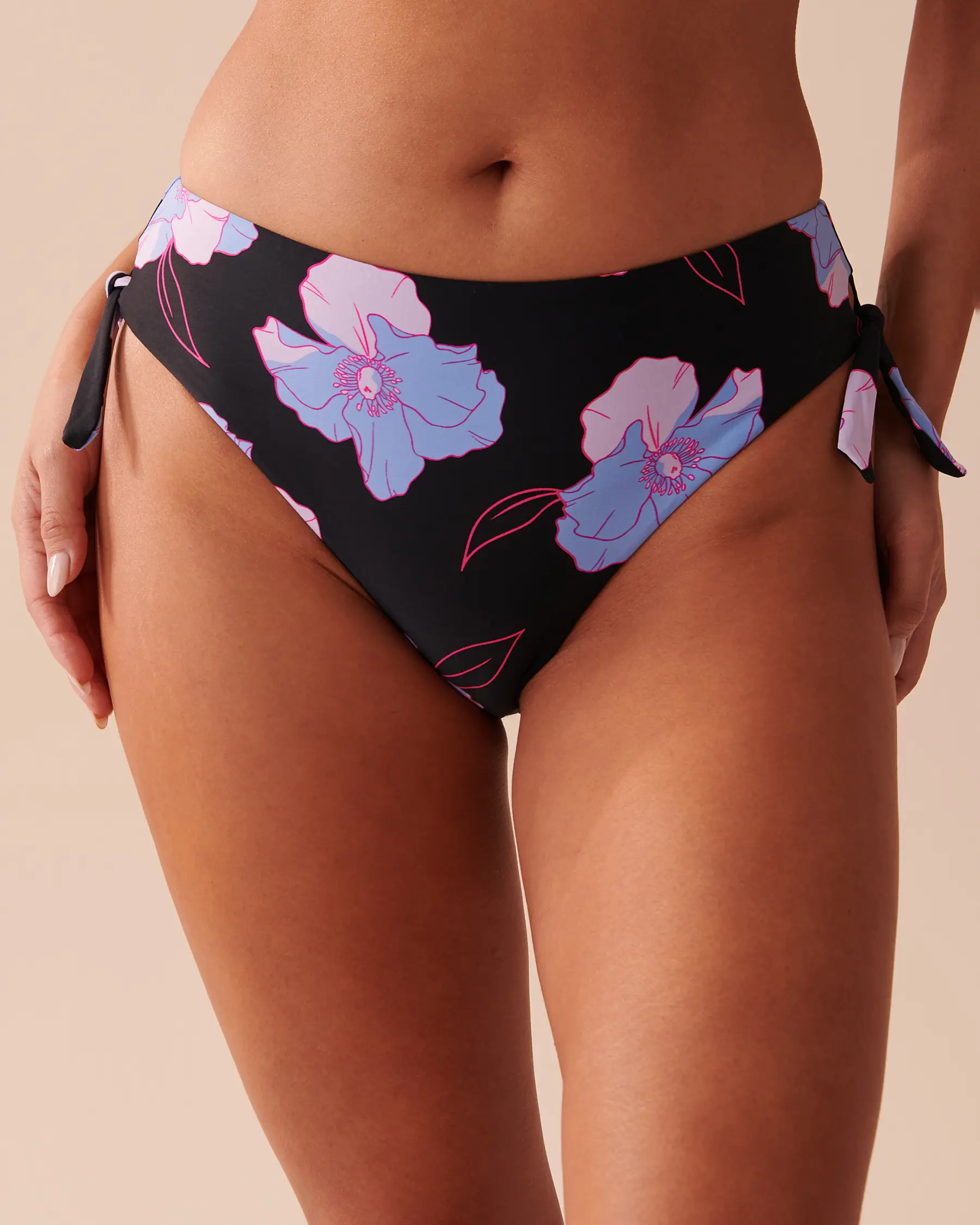 La Vie en Rose NEON FLOWERS Knotted High Waist Bikini Bottom. 1