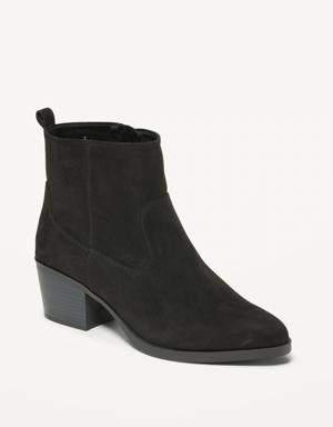 Faux-Suede Western Ankle Boots black