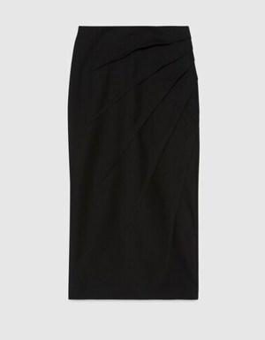Wool skirt with draping