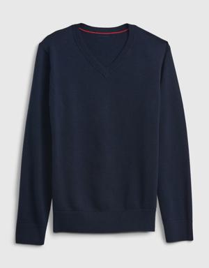 Kids Organic Cotton Uniform Sweater blue