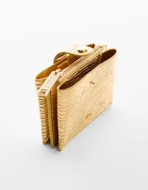 Textured card holder with embossed logo