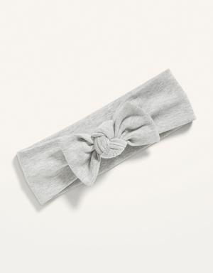Jersey-Knit Bow-Tie Headband for Toddler Girls gray