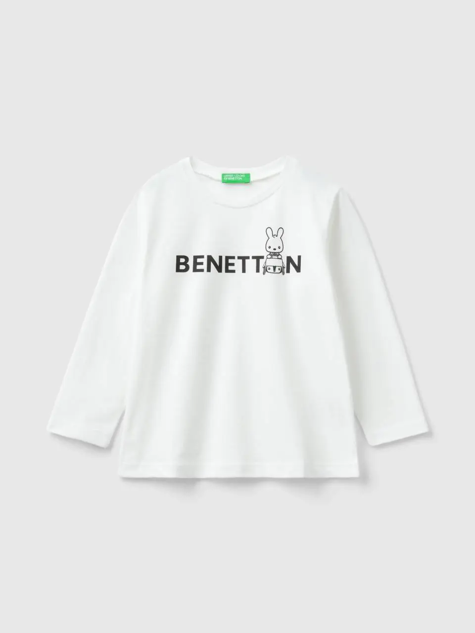 Benetton crew neck t-shirt in warm organic cotton. 1