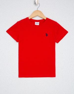 Erkek Çocuk Açık Kırmızı Bisiklet Yaka T-Shirt