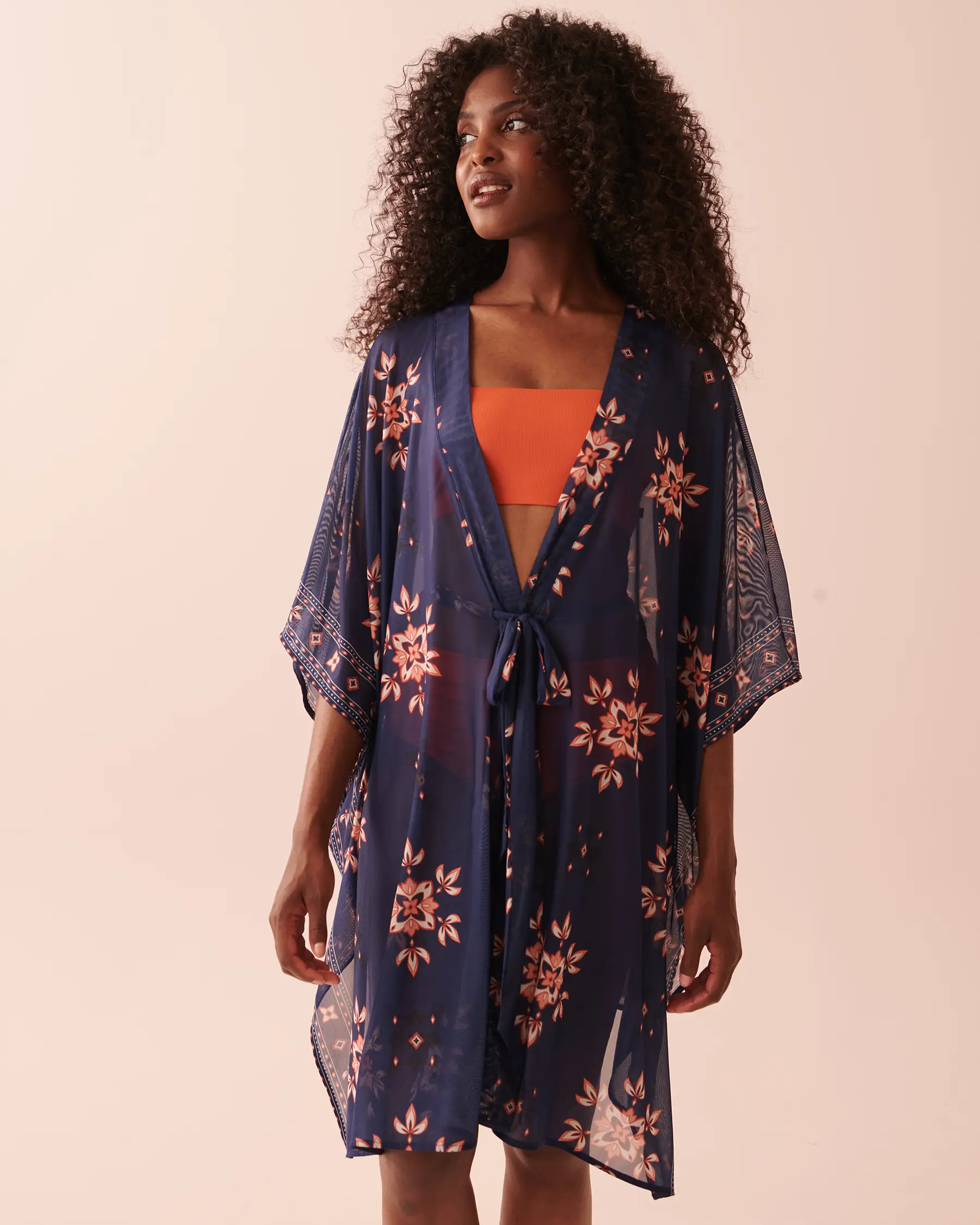 La Vie en Rose Printed Mesh Cut-out Caftan. 3