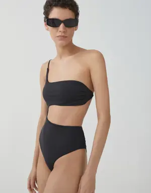 Swimsuit with asymmetrical opening