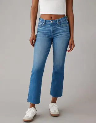 American Eagle Stretch High-Waisted Kick Bootcut Crop Jean. 1