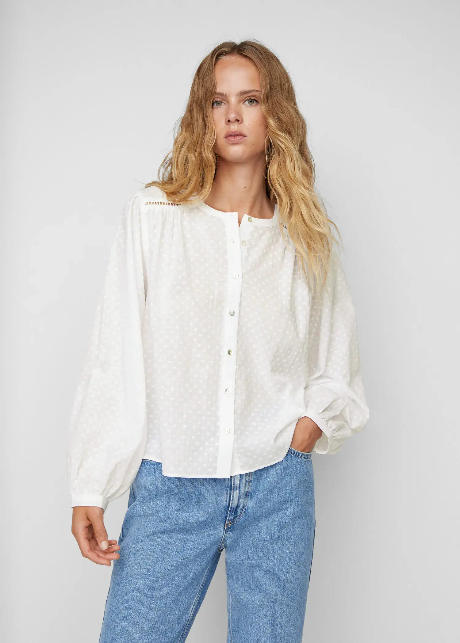 Mango Plumeti cotton blouse. 2