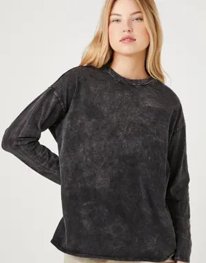 Forever 21 Mineral Wash Long Sleeve Top Charcoal