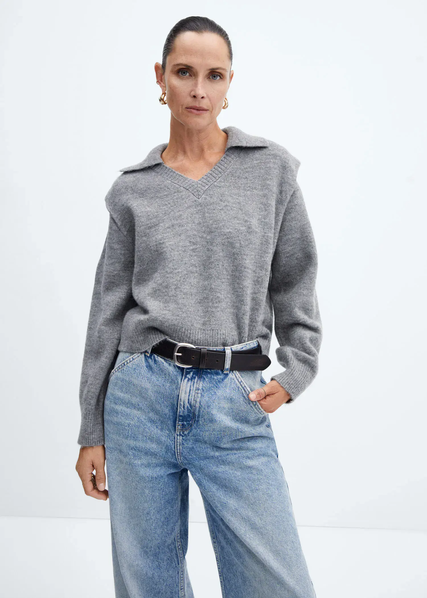 Mango Polo-neck sweater with shoulder pads . 2