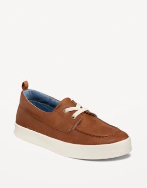 Faux-Leather Elastic-Lace Sneakers for Boys brown