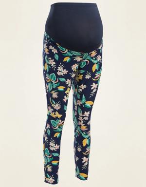 Maternity Full-Panel Patterned Pixie Pants blue