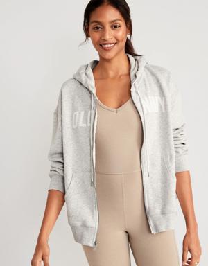 Old Navy Slouchy Logo Graphic Full-Zip Hoodie for Women gray